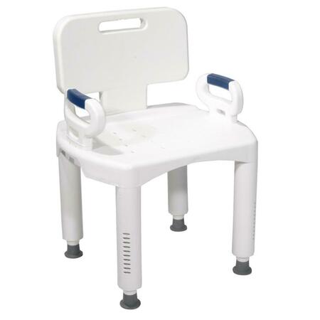 FINE-LINE Premium Series Bath Bench With Back And Arms Plastic - White FI63187